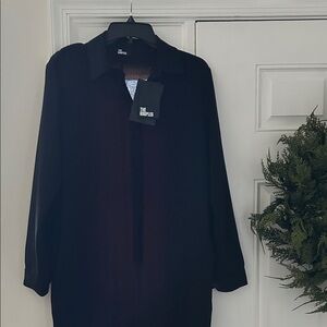 The Kooples Classic Black Long Sleeve Blouse jumpsuit size large NWT